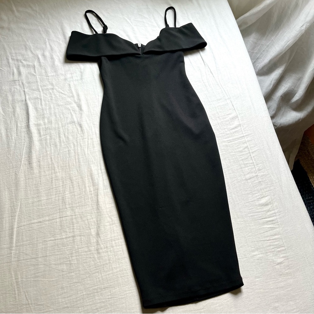 Nookie black knit sleeveless bodycon midi dress
